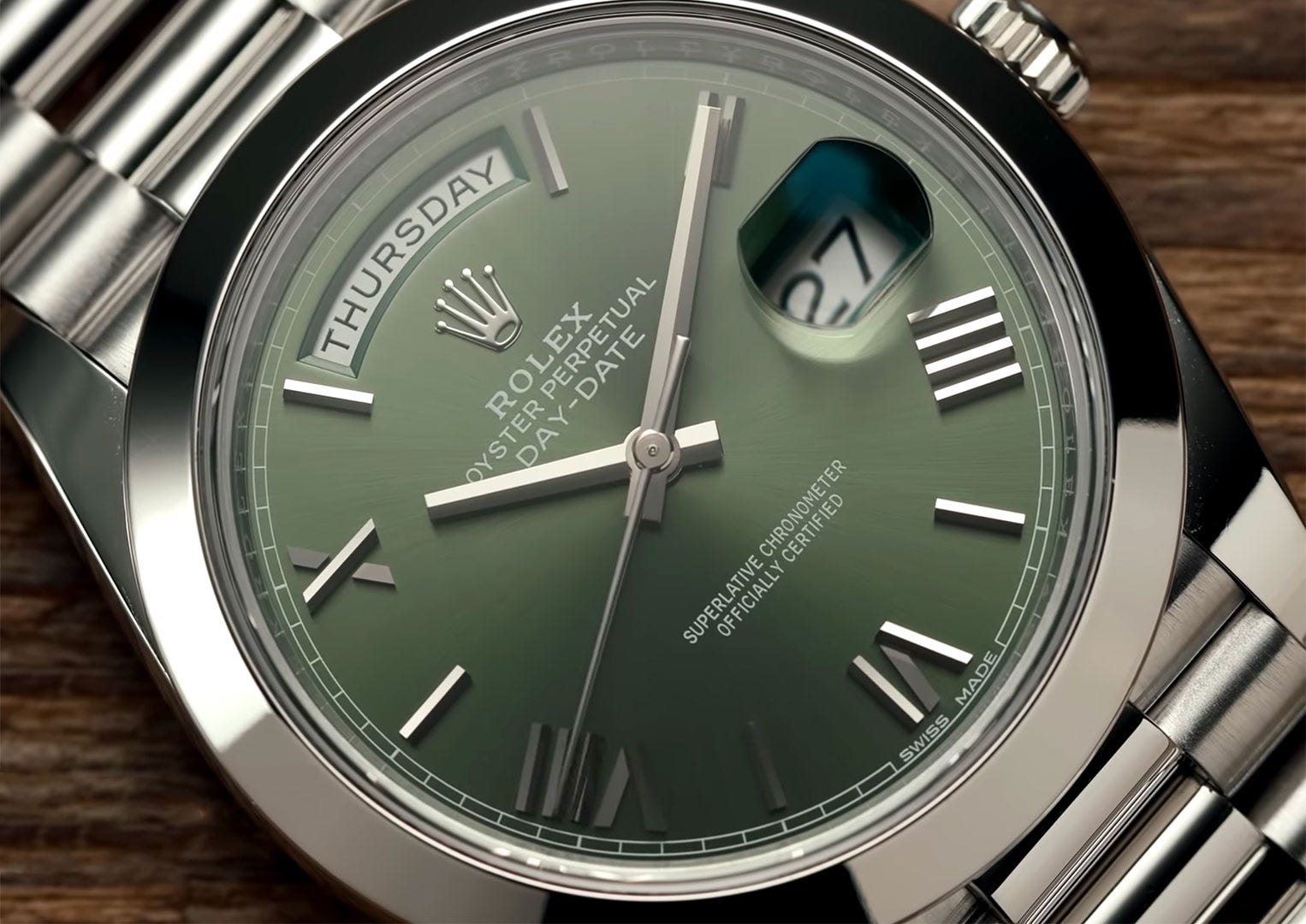 The Rolex Day-Date is only available in precious metals